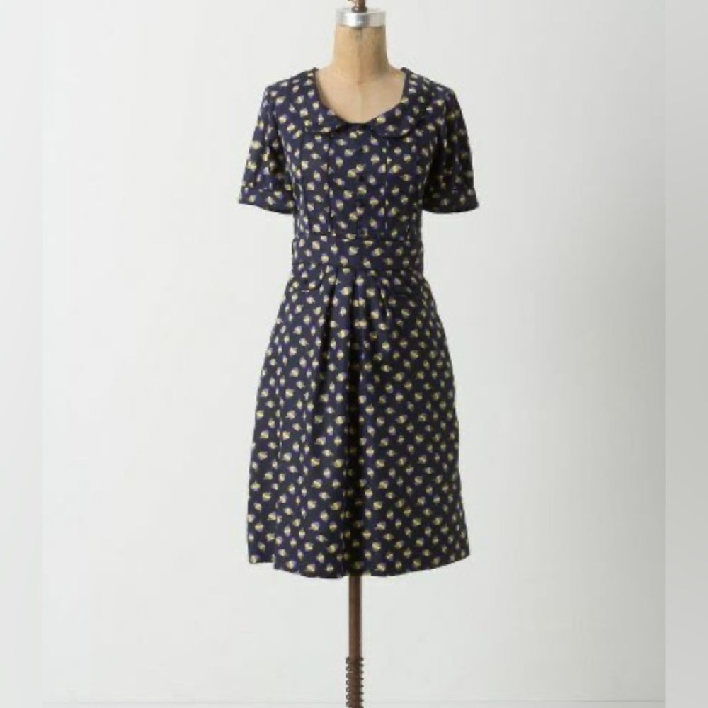 Anthropologie Hi There Karen Walker Dress Size 8 Retro Print Shift Midi Mini